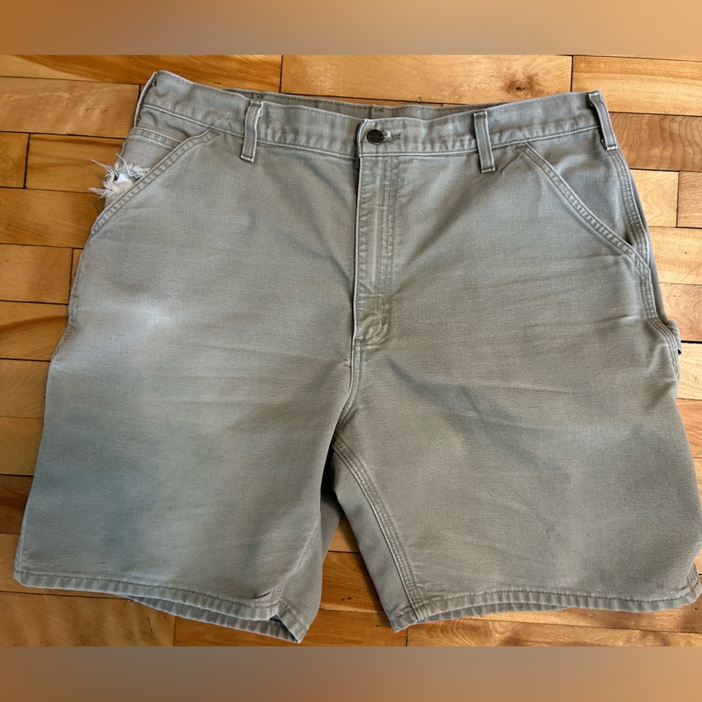 Carhartt Shorts Men’s Khaki Canvas Carpenter Relaxed Fit Durable Size 38